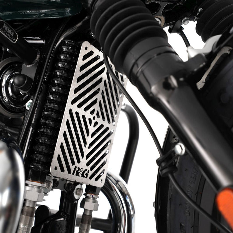 Load image into Gallery viewer, R&amp;G Racing Black Oil Cooler Guard For 2019-2023 Royal Enfield Continental GT 650
