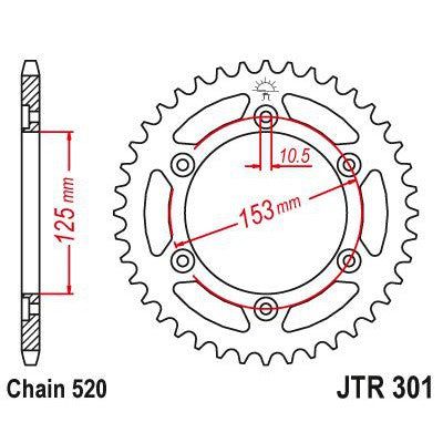 JT Sprockets Rear Steel Sprocket 48 Tooth 48T 520 Chain JTR301.48