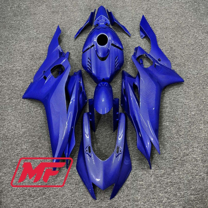 Load image into Gallery viewer, Monster Fairings Full Kit Yamaha R6 17-22 Blue Carbon Fiber Style + Windshield + Gas Tank Cover
