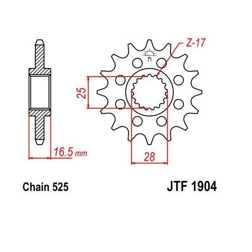 Steel Front Sprocket 17T for Street KTM 990 SuperMoto 2008-2010