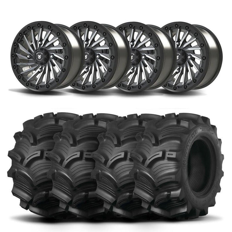 Load image into Gallery viewer, Set of Four Bullite Blade Wheels 14&quot; Gray And Kenda K538 Executioner Tires [28x9-14]

