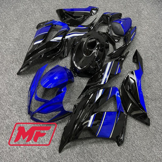 Monster Fairings Full Kit Kawasaki ZX-6R 13-18 Deep Blue and Black + Windshield + Gas Tank Cover