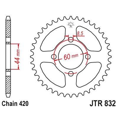 Load image into Gallery viewer, JT Sprockets Rear Steel Sprocket 46 Tooth 46T 420 Chain JTR832.46
