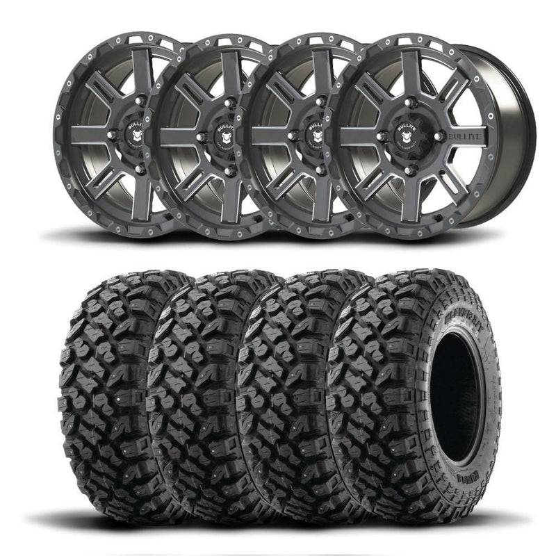 Load image into Gallery viewer, Set of Four Bullite Lancer Wheels 15" Gray And Kenda K3204R Klever XT Tires [32x10R-15]
