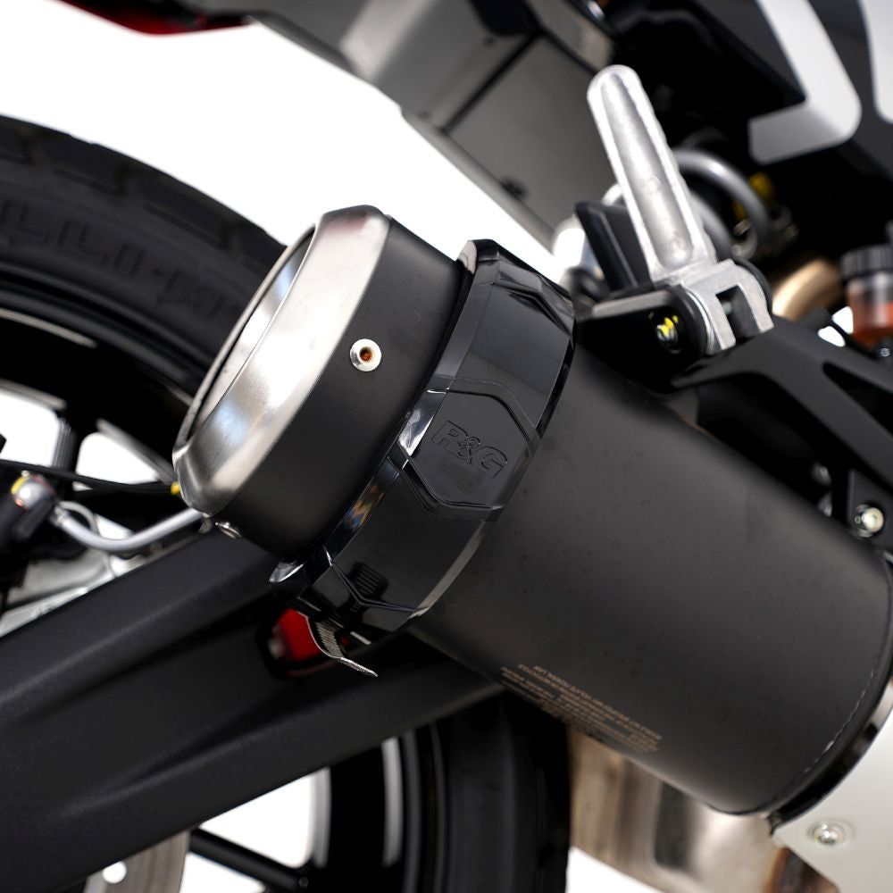 R&G Racing Black Oval Exhaust Protector Can Cover For 2006-2010 Aprilia RS125