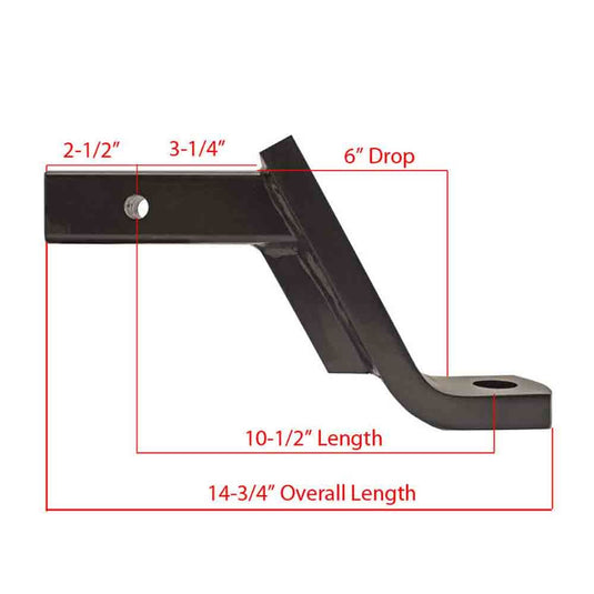 Rigid Hitch (HUB-3610) Heavy Duty Ball Mount for 2 inch Receivers - 6 inch Drop - 5 inch Rise