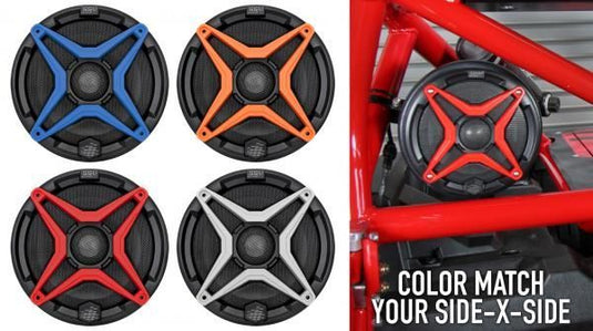 SSV Works Front 6.5" Speaker Pods With Orange Grills For Polaris RZR Pro XP 20-22