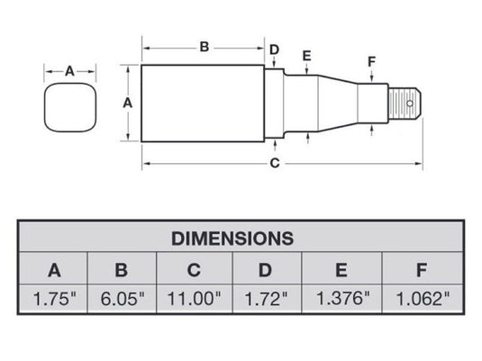Single - 5-Bolt On 4-1/2 Inch Hub Assembly - Includes (1) Square Stock 1-3/8 Inch To 1-1/16 Inch Tapered Spindle & Bearings