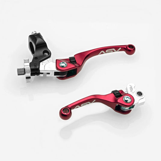 ASV Red F4 Quad Model Shorty Clutch + Brake Lever Pair Pack For Honda TRX450R Kick Start 2004-2012