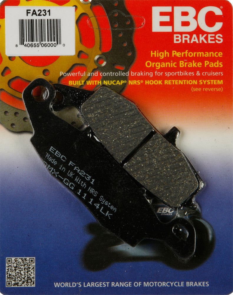 Load image into Gallery viewer, EBC 1 Pair FA Series Organic Replacement Brake Pads MPN FA231
