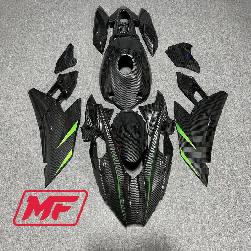 Load image into Gallery viewer, Monster Fairings Full Kit Kawasaki Ninja H2 15-23 Green Forged Carbon Style + Windshield + Gas Tank Cover
