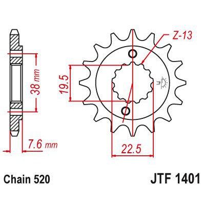 Load image into Gallery viewer, JT Sprockets Front Steel Countershaft Sprocket 13 Tooth 13T 520 Chain

