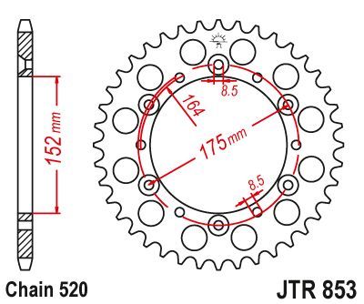 Load image into Gallery viewer, JT Sprockets Rear Steel Sprocket 42 Tooth 42T 520 Chain JTR853.42
