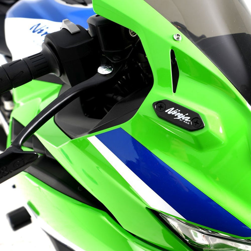 Load image into Gallery viewer, R&amp;G Racing Black Mirror Delete Blanking Plates For 2019-2024 Kawasaki Ninja 125
