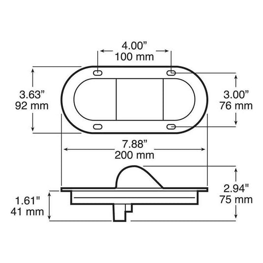 Oval LED Auxiliary/Mid-Turn Light - Flange Mount