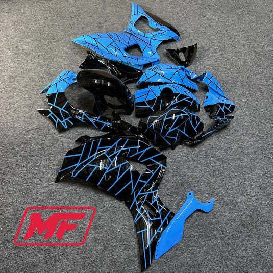 Monster Fairings Full Kit Yamaha R7 21-23 Light Blue and Black Split + Windshield + Gas Tank Cover