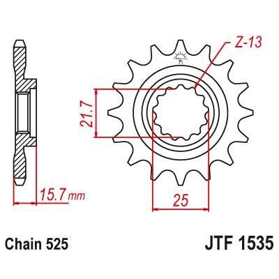 Load image into Gallery viewer, JT Sprockets Front Steel Countershaft Sprocket 15 Tooth 15T 525 Chain For Kawasaki ZZR600 J4,J6F,J7F,J8F 2005-2008 JTF1535.15
