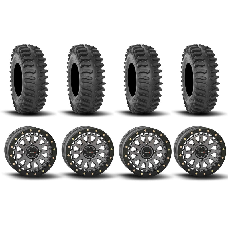 Load image into Gallery viewer, System 3 SB-6 Beadlock Gun Metal Grey 15" Wheels And XT400 Tires [35x10R-15]
