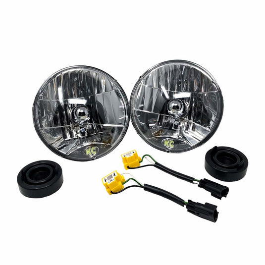 KC HiLiTES 7" H4 DOT Halogen Headlights - Driving Beam - Pair - 07-18 Jeep JK
