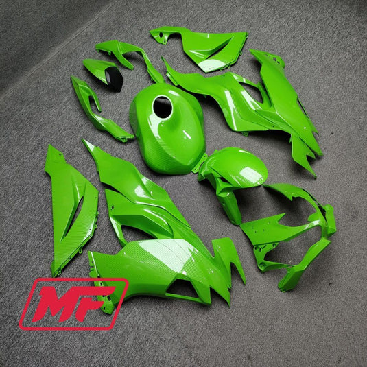 Monster Fairings Full Kit Kawasaki ZX-6R 19-23 Green Carbon Fiber Style + Windshield + Gas Tank Cover