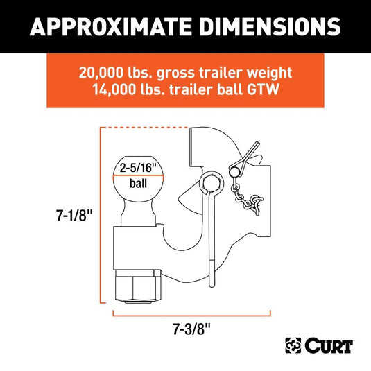 SecureLatch Ball & Pintle Hitch (2-5/16" Ball, 20,000 lbs.) - 4 Bolt Mount