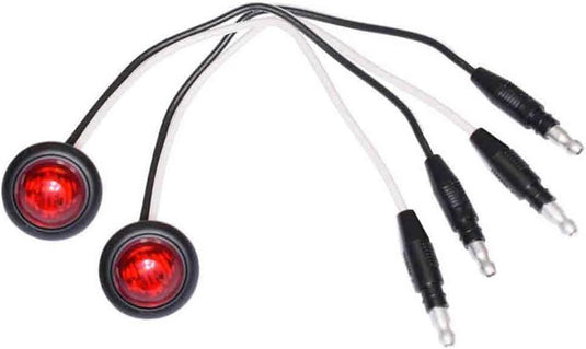 Pair - 3/4 Inch Red LED Clearance Marker Lights with Rubber Grommet, 12V, (177R-BT2-PR)