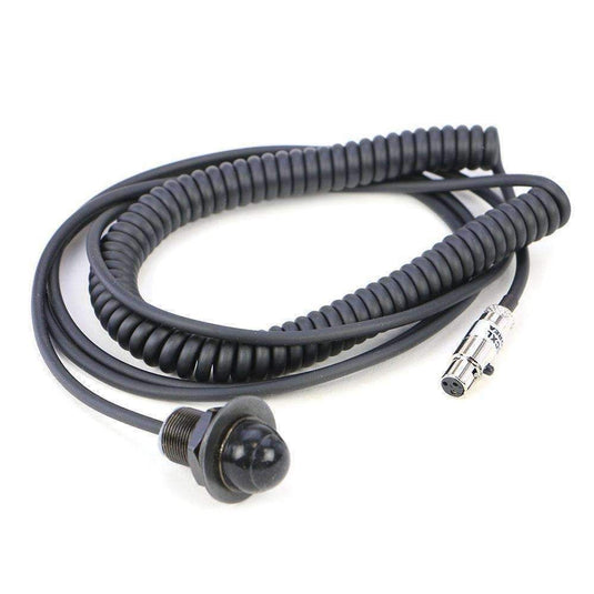 Rugged Radios Hole Mount Steering Wheel Push to Talk Cable (PTT) with Coil Cord for Intercoms PTT-HM-CCXL