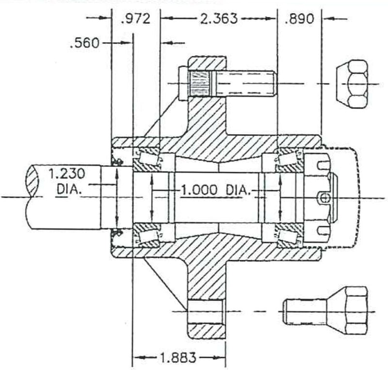 Load image into Gallery viewer, Hub Assembly For 2,000 lb Axle w/1" Straight Spindles - 4-Bolt on 4" Bolt Circle - With EZ Lube Dust Cap
