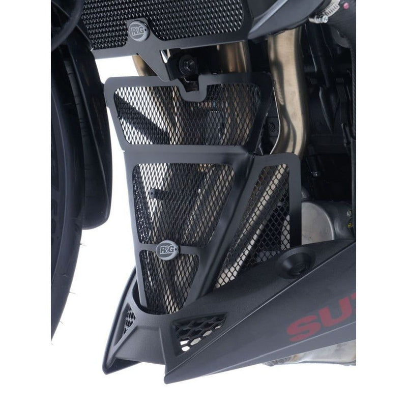 Load image into Gallery viewer, R&amp;G Racing Black Downpipe Grill For 2017-2021 Suzuki GSXS750 DG0025BK
