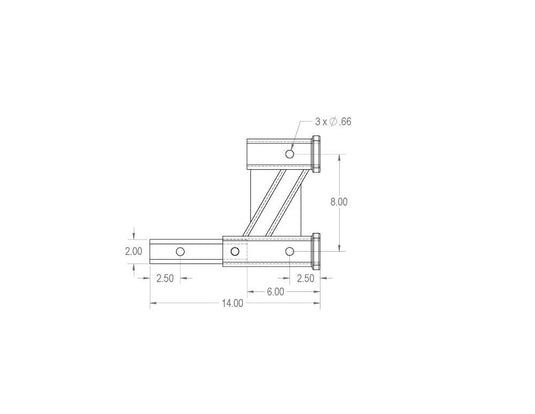 Rigid Hitch (CHE-8) Tow Bar and Accessory Receiver - 8 Inch Drop/Rise - 10,000 lbs. Tow Capacity - 500 lbs. Vertical Load - Made in USA
