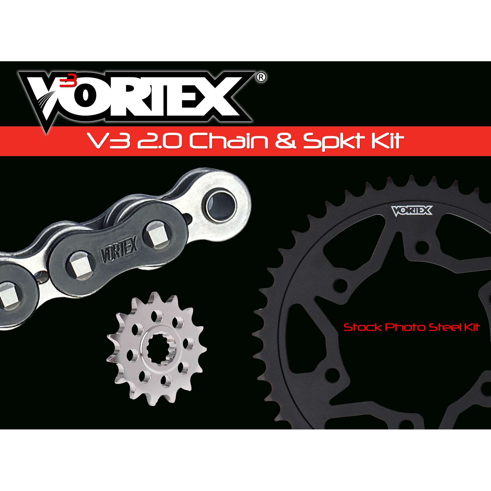 Vortex Black WSS 530SX3-108 Chain and Sprocket Kit 15-43 Tooth - CK2121