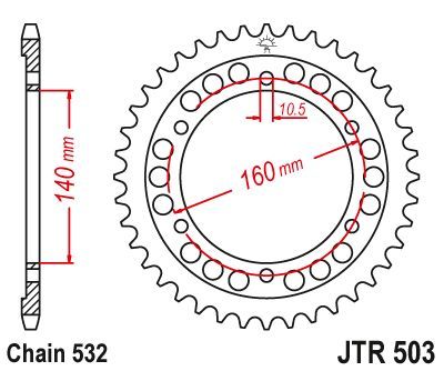 Load image into Gallery viewer, JT Sprockets Rear Steel Sprocket 45 Tooth 45T 532 Chain JTR503.45
