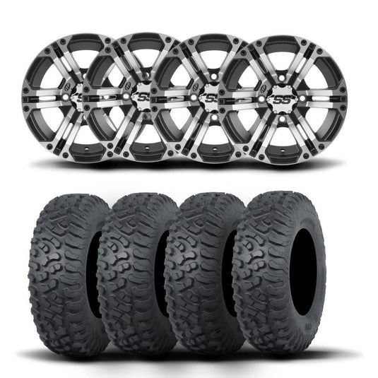 ITP SS212 14" Machined Black Wheels And Terra Hook Tires [28x11-14]
