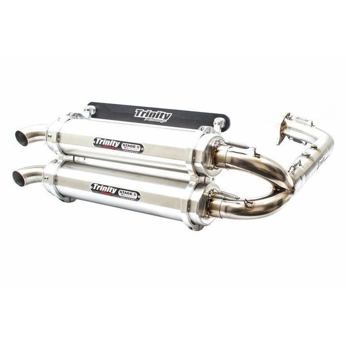 Trinity Racing Stage 5 Dual Full System Exhaust Brushed Muffler TR-4153D
