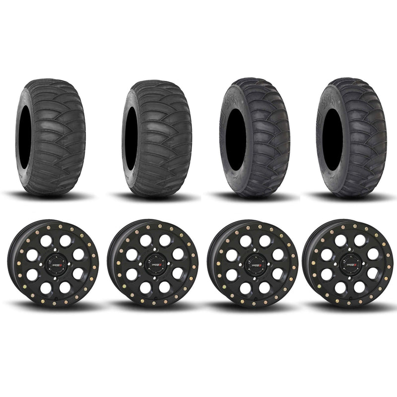 Load image into Gallery viewer, System 3 SB-7 Beadlock Matte Black 15&quot; Wheels And SS360 Sand/Snow Tires [32x10-15] ,[32x12-15]
