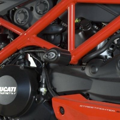 Load image into Gallery viewer, R&amp;G Racing Black Aero Style Crash Protectors For 2012-2015 Ducati Streetfighter 848
