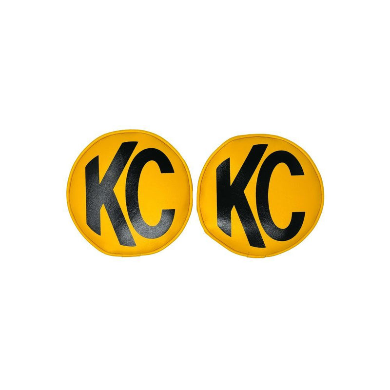 Load image into Gallery viewer, KC HiLiTES Cover; Retro 6&quot; Vinyl Yellow w/ Black KC Soft (pr) 5101
