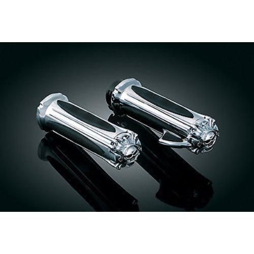Load image into Gallery viewer, Kuryakyn Chrome Zombie Hand Grips Throttle Boss By Cable Pair Set Harley 82-2018
