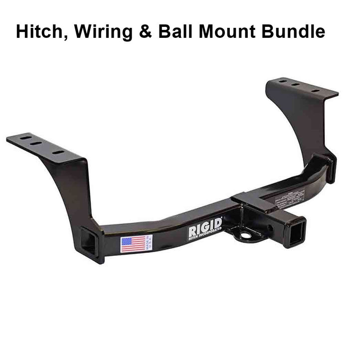 Rigid Hitch (R3-0872-1KBW) Class III 2 Inch Receiver Trailer Hitch Bundle - Includes Ball Mount and Custom Wiring Harness - fits 2018-2021 Chevrolet Equinox (Except Premier)