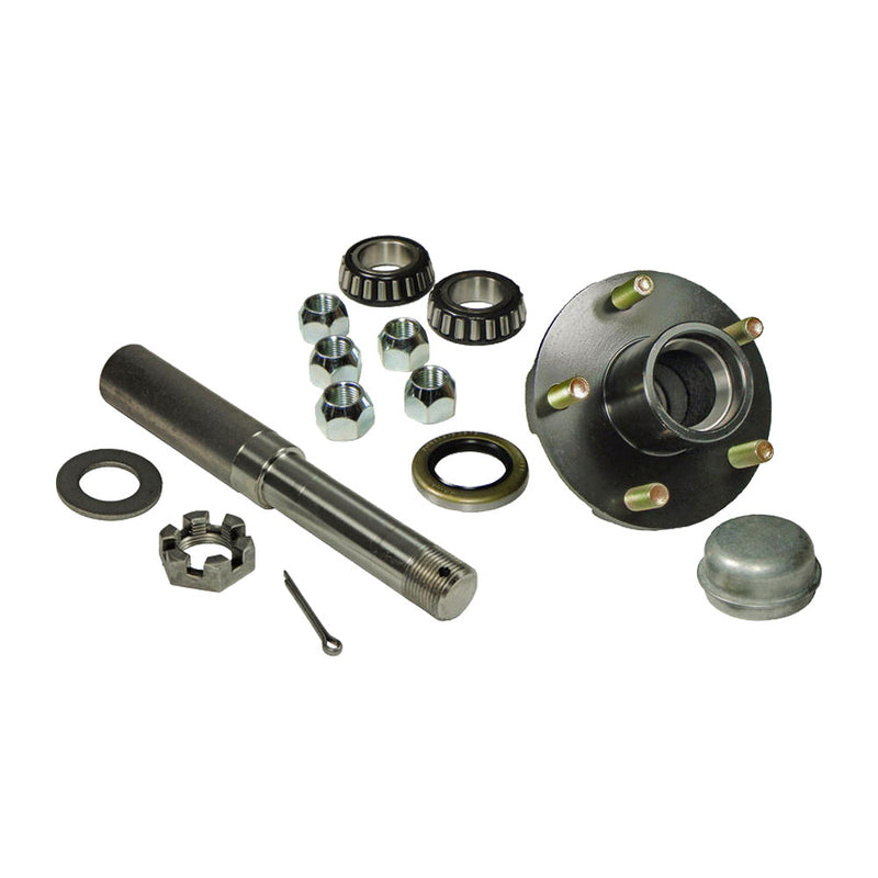 Load image into Gallery viewer, Single - 5-Bolt on 4-1/2 Inch Hub Assembly with 1-1/16 Inch Straight Spindle &amp; Bearings
