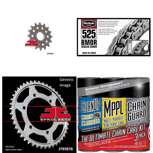 525 BMOR Chain Natural w/ Wax, Front & Rear Sprocket Kit YAMAHA FZ-09 2014-2017