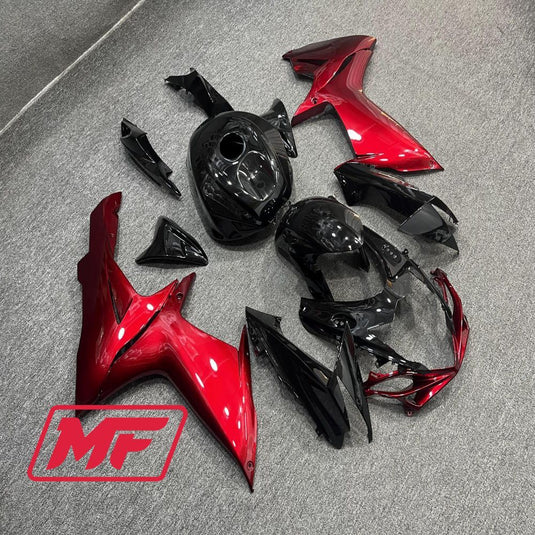 Monster Fairings Full Kit Suzuki GSXR600-750 11-22 Lava Black and Red + Windshield + Gas Tank Cover
