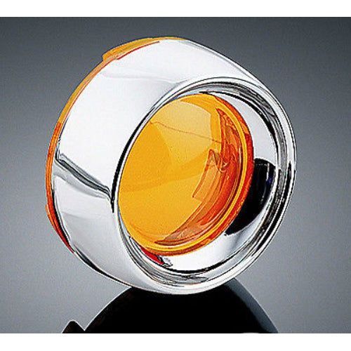 Load image into Gallery viewer, KURYAKYN AMBER CHROME DEEP DISH BEZELS 2010-2017 HARLEY BULLET TURN SIGNALS 2108
