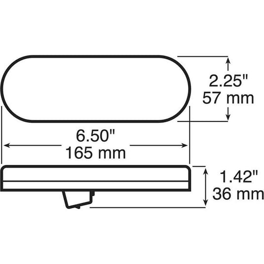 Peterson LED Stop/Turn/Tail, Oval, AMP, Grommet-Mount, 6.50 X 2.25, Red