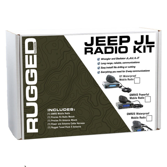 Rugged Radios Jeep Wrangler JL, JLU, and Gladiator JT Two-Way GMRS Mobile Radio Kit