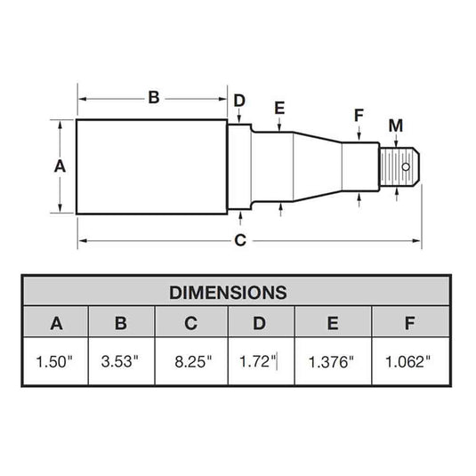 Trailer Axle Spindle for 1-3/8 to 1-1/16 I.D. Bearings