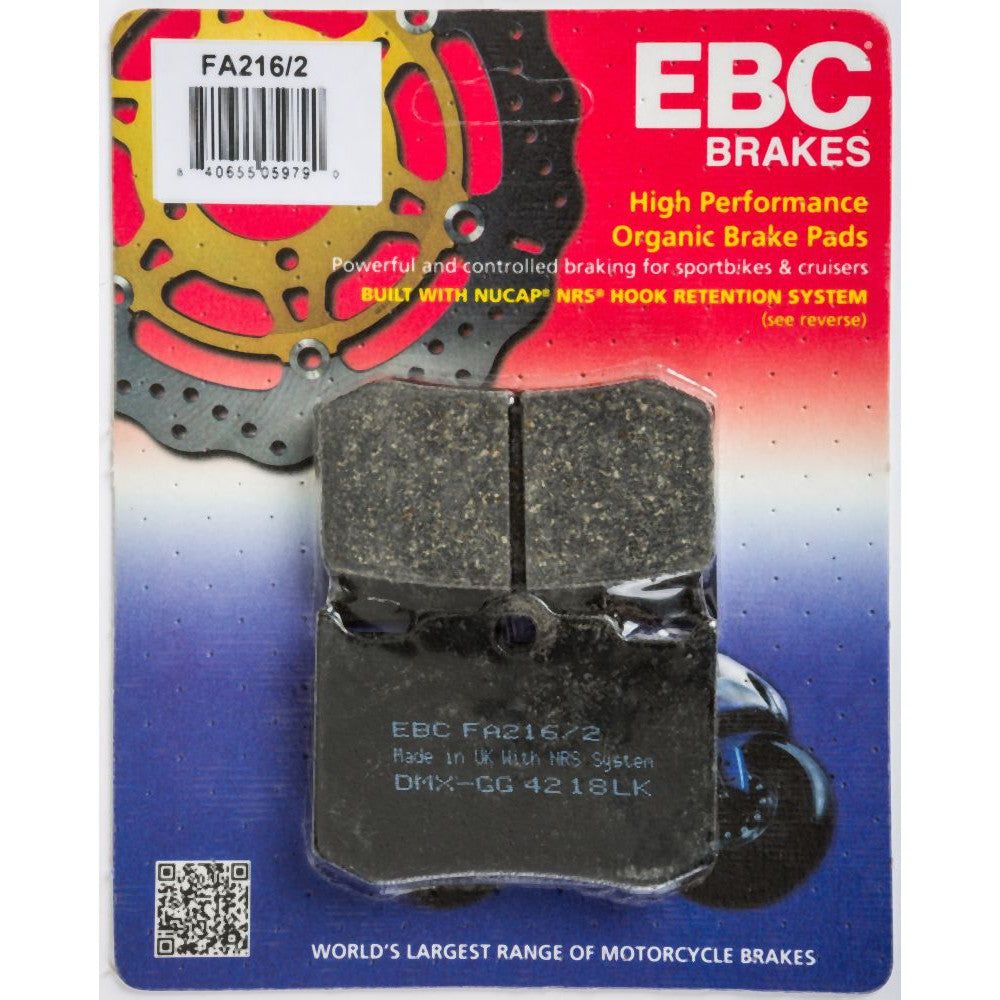 EBC 1 Pair FA Series Organic Replacement Brake Pads MPN FA216/2
