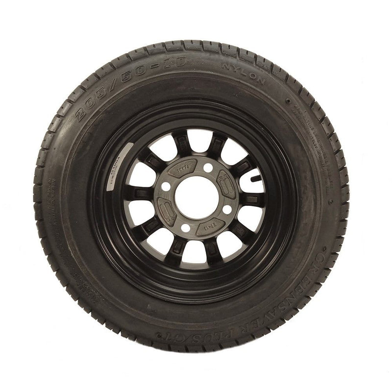 Load image into Gallery viewer, Golf Cart Aluminum 10 Spoke Wheel with 205/50-10 GreenSaver Plus G/T Tire
