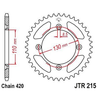 JT Sprockets Rear Steel Sprocket 55 Tooth 55T 420 Chain JTR215.55