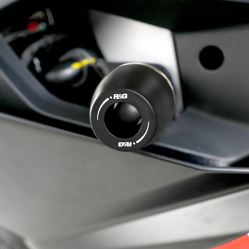 Load image into Gallery viewer, R&amp;G Racing Black Crash Protectors For 2024-2025 Aprilia RS457 CP0575BL
